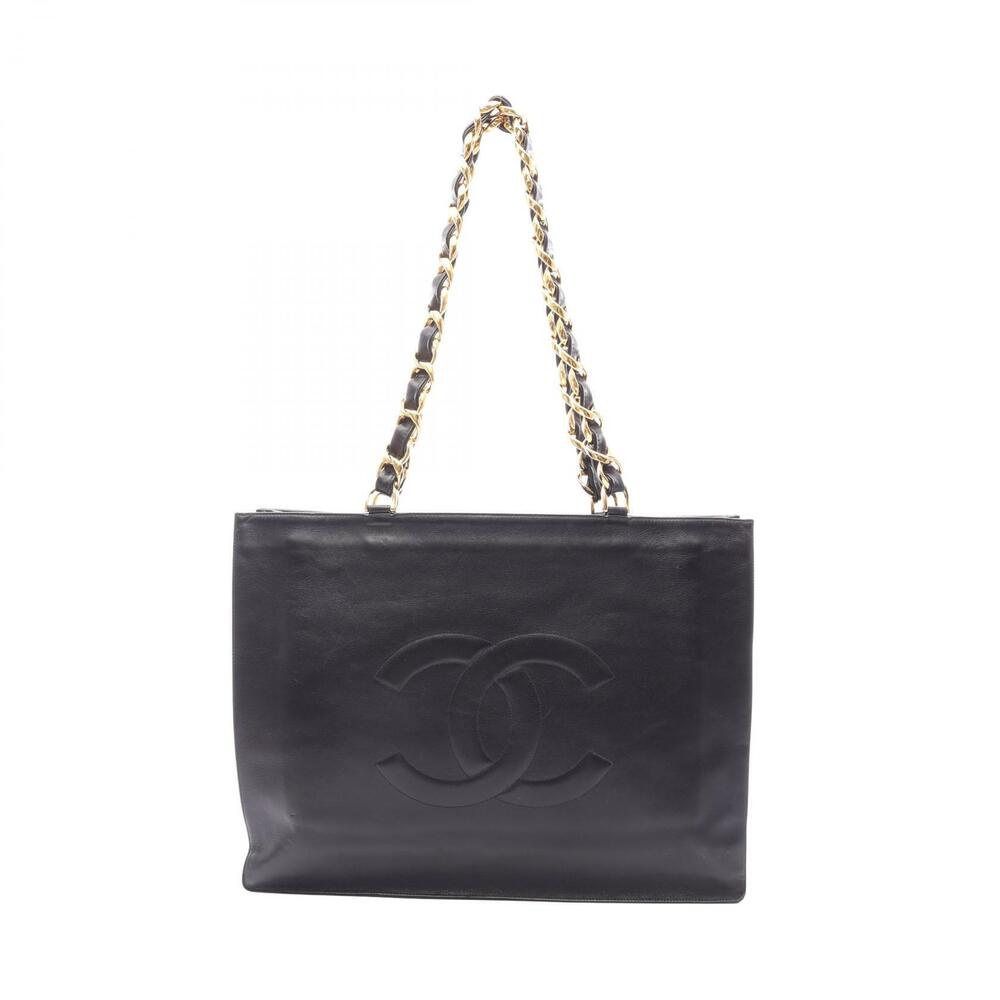 Chanel Coco Mark Tote Bag Lambskin Sheepskin Black
